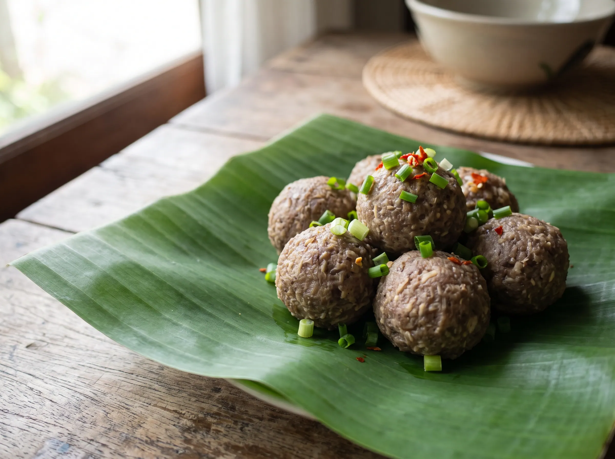 Uved, banana-pith balls with meat